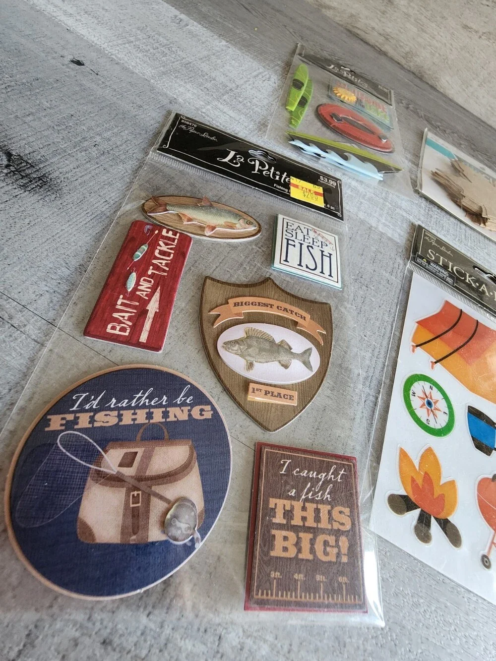 Scrapbook Stickers LOT - Fishing Camping Lake Vacation Cabin Retired NEW 34